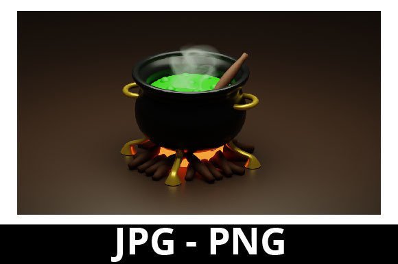 3d Rendered Cauldron Pot for Halloween: A Versatile Design Asset