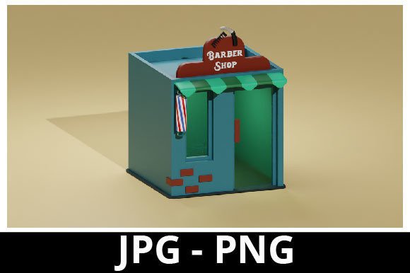3d Rendered Isometric Barber Shop: A Versatile Design Asset for Creative Projects