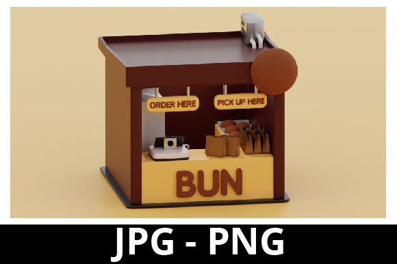 3d Rendered Isometric Bun Shop Perfect