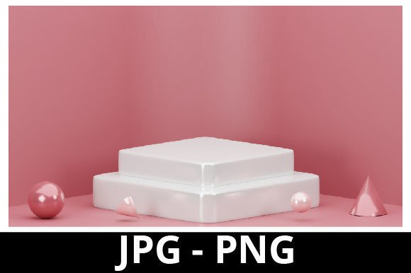 3D Rendered Square Podium Isolated on Red