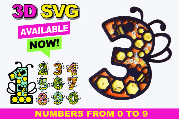 Bee Numbers 3D SVG: A Creative Solution for Custom Designs