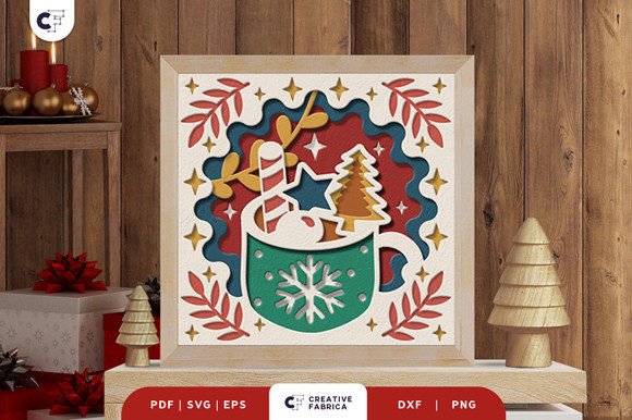 Christmas Hot Drink 3D Layered Paper Cut