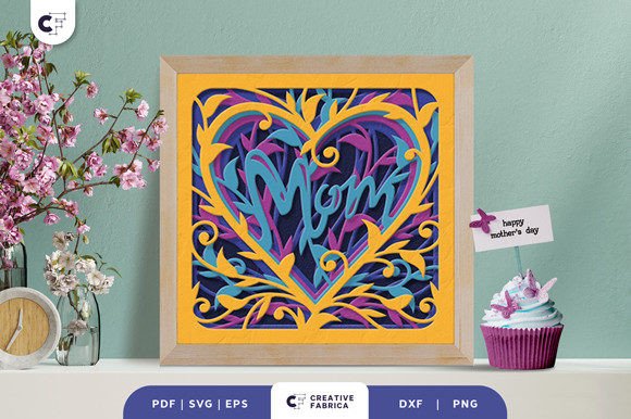 Floral Heart Shape Mom 3D Shadow Box SVG: A Beautiful Way to Celebrate Mother’s Day