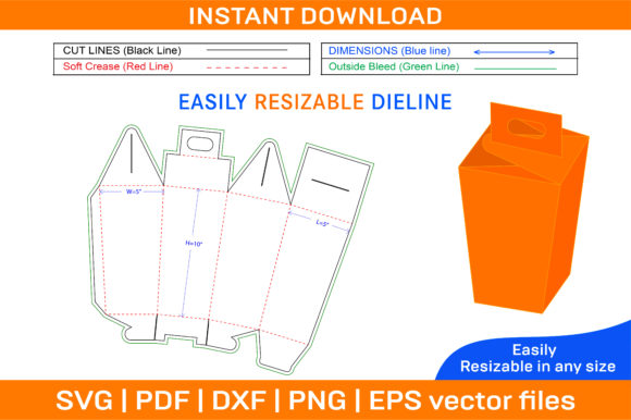 Gift Box Design with Handle Dieline Temp
