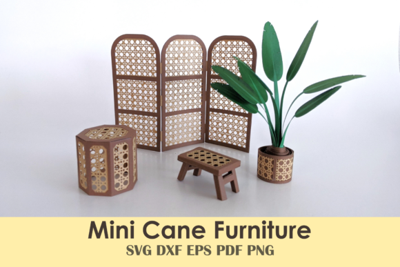 Mini Cane Furniture Set 3D Papercraft