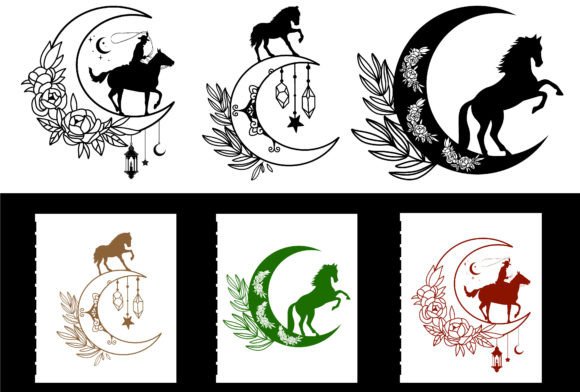 Moon 3D Horse SVG Bundle Silhouette