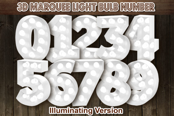White 3D Marquee Light Bulb Numbers for Creative DIY Projects